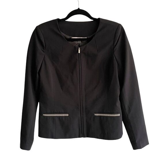 DEX Black Crew Neck Zip Blazer M - Picture 1 of 5